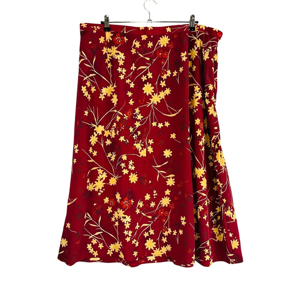 VTG Requirements Womans Sz 3X Skirt Maroon Floral Elastic Waist USA